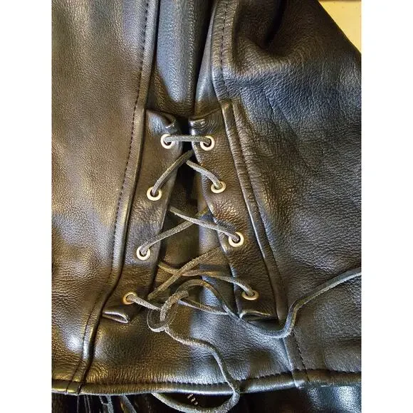 Vintage U.S. MADE Co. Black Leather Fringe Motorcycle Jacket Coat Men's XXL GIFT - Picture 15 of 16